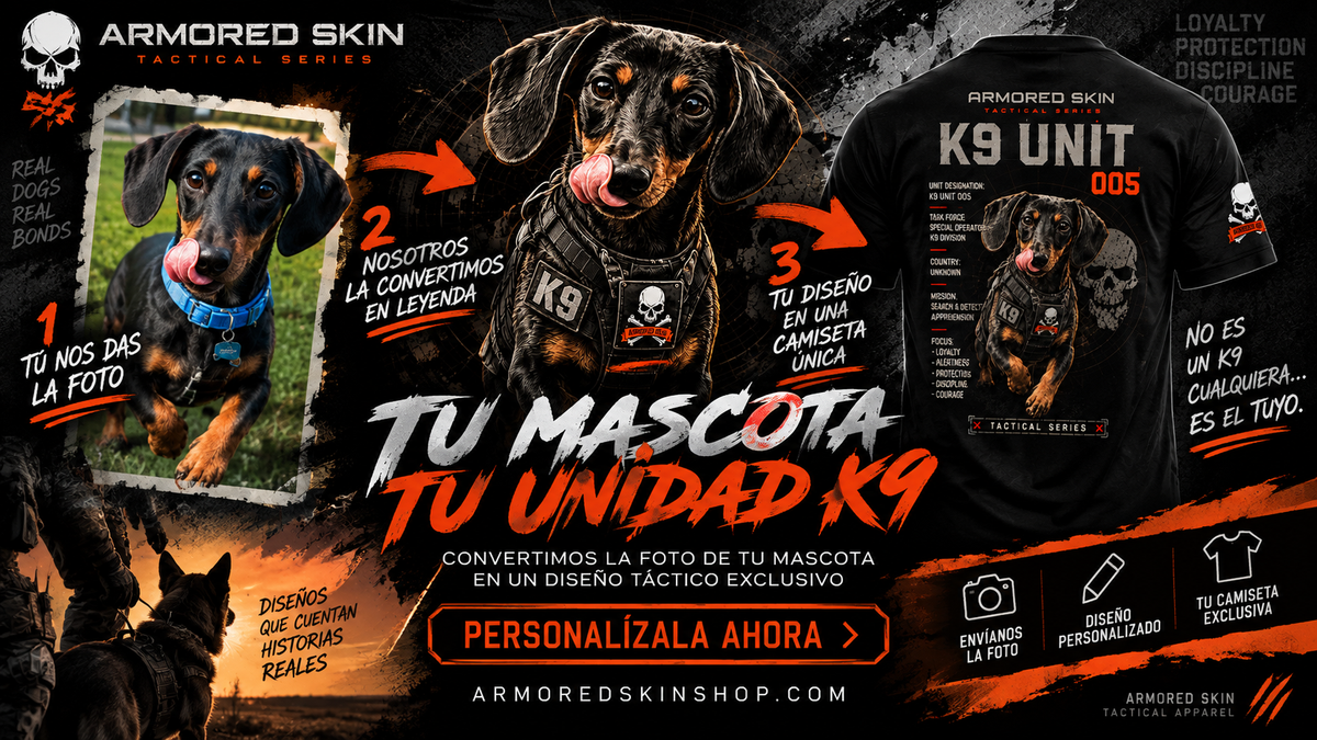 Camiseta K9 personalizada ARMORED SKIN — Tu mascota, tu unidad