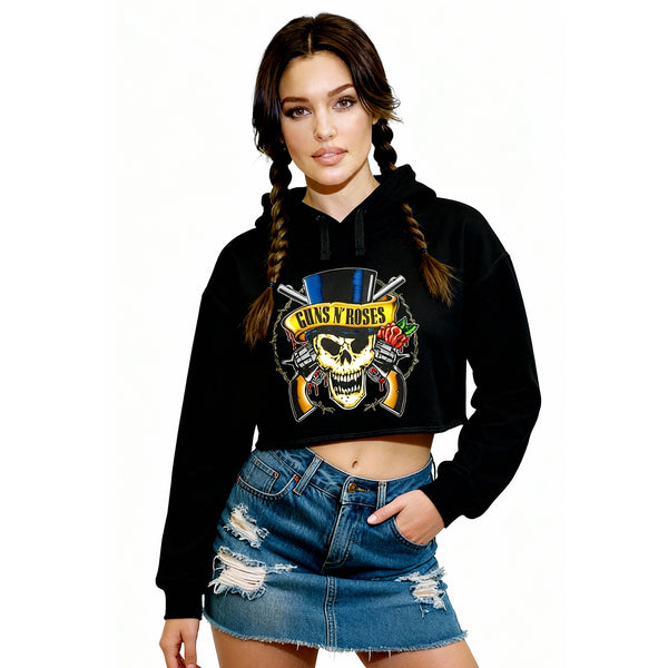 SUDADERA CROPPED GUNS AND ROSES