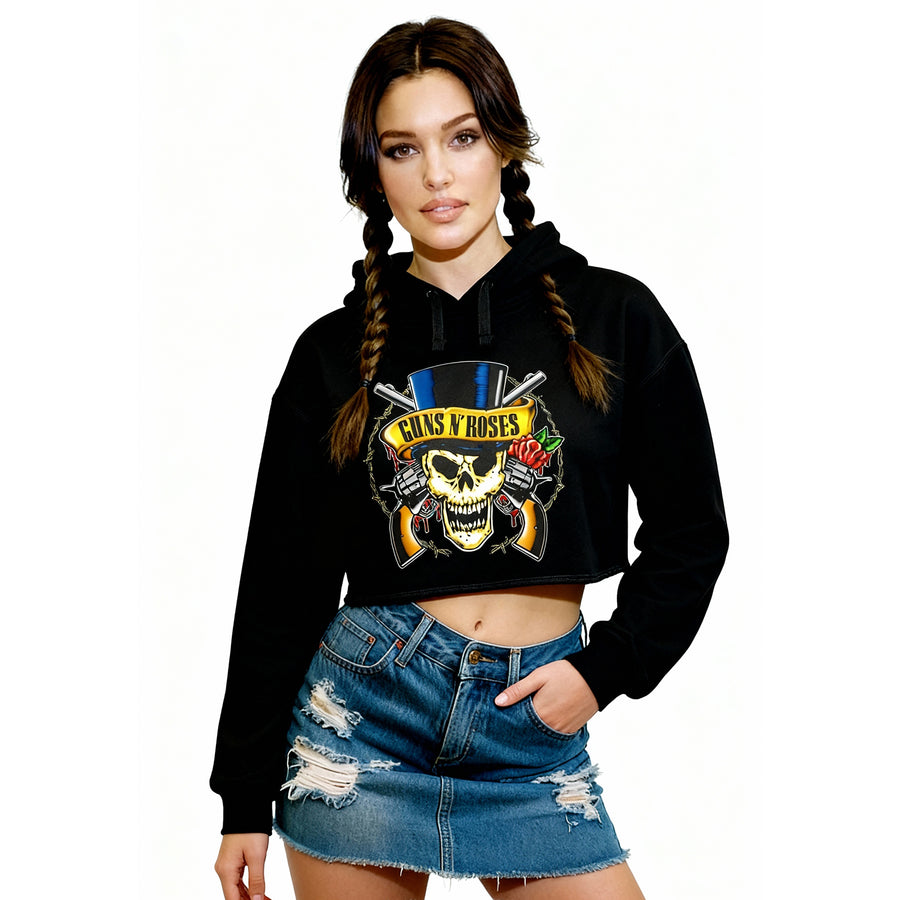 SUDADERA CROPPED GUNS AND ROSES
