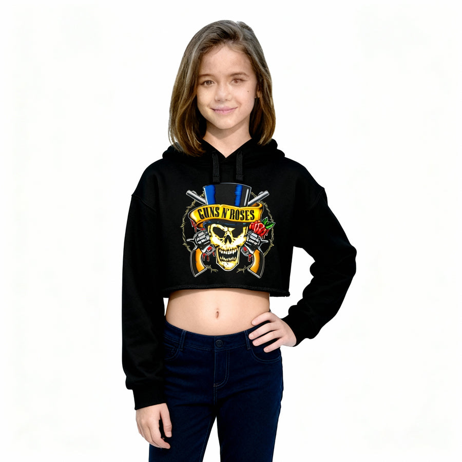 SUDADERA CROPPED NIÑA GUNS AND ROSES