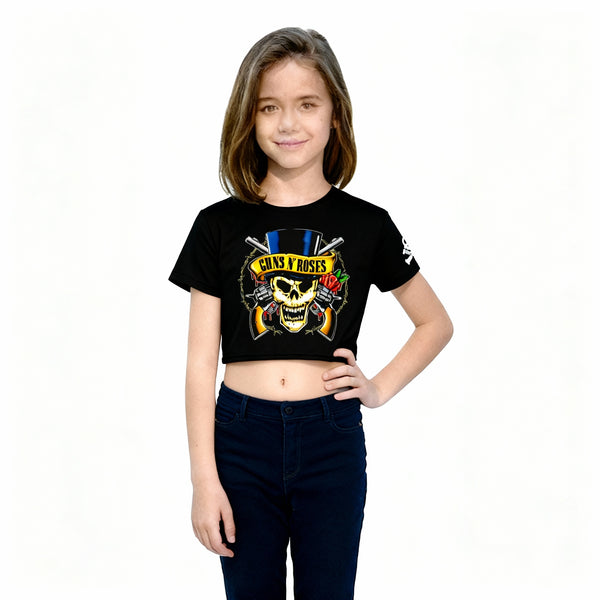 CAMISETA CROPPED NIÑA GUNS AND ROSES