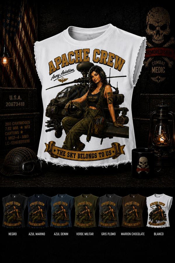CAMISETA CROPPED MILITARY PIN UP SERIES APACHE CREW