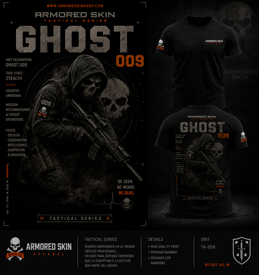 CAMISETA ARMORED SKIN TACTICAL SERIES GHOST 009
