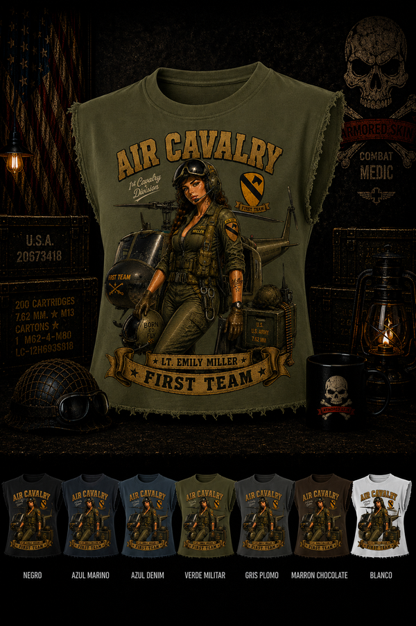 CAMISETA CROPPED MILITARY PIN UP SERIES AIR CAVALRY
