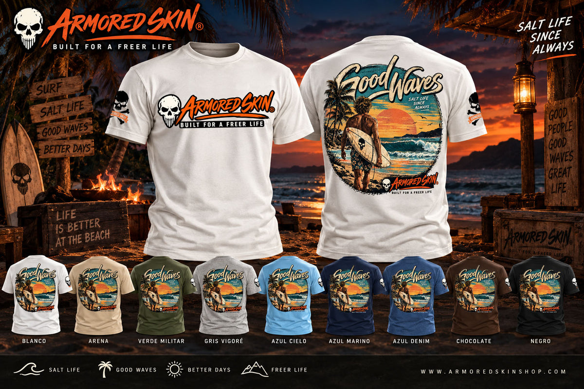 CAMISETA ARMORED SKIN SURFER LINE GOOD WAVES