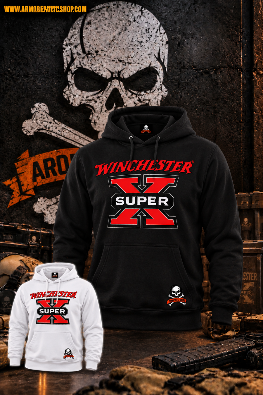 Sudadera ARMORED SKIN Winchester Super X negra y blanca